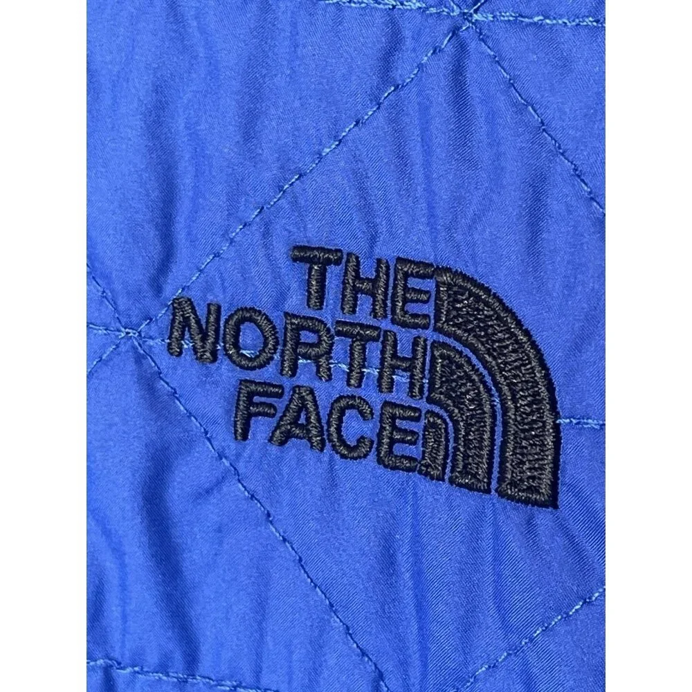 The North Face Blue Black Quilted Fleece Hooded Jacket Young Men Boy 18-20 Sz XL